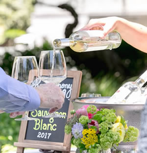 Pouring Sauvignon Blanc at outdoor event