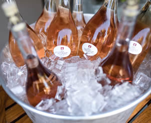 bottles of rose on ice