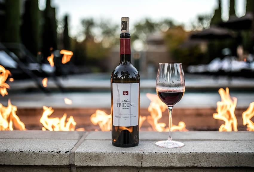 Cabernet Bottle near fire pit